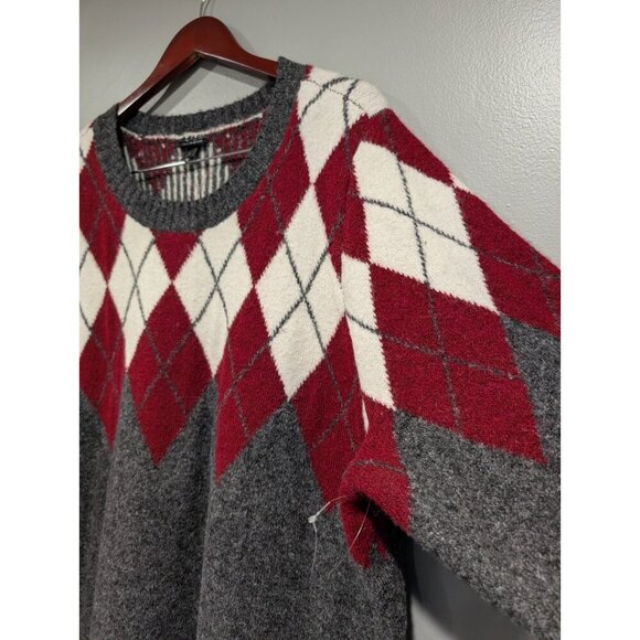 NWT Torrid Women's Gray Red Pullover Argyle Colorblock Sweater Super Soft Sz 2X - Picture 7 of 16